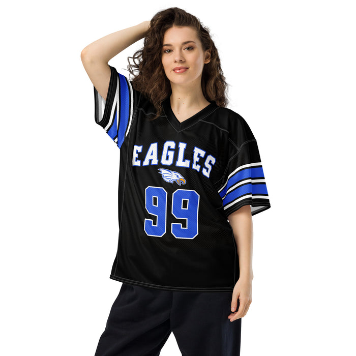 Woman wearing New Caney High School Eagles Football Jersey 99
