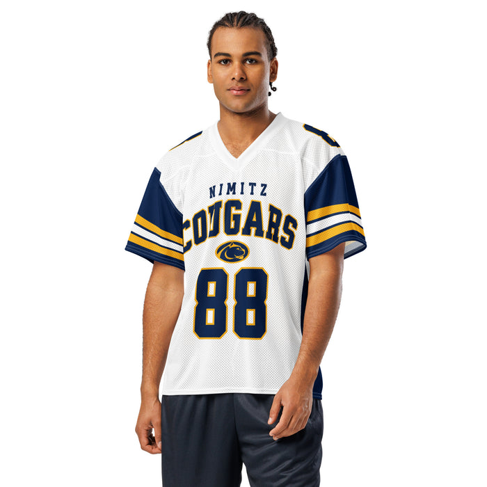 Man wearing Nimitz High School Cougars Football Jersey 88