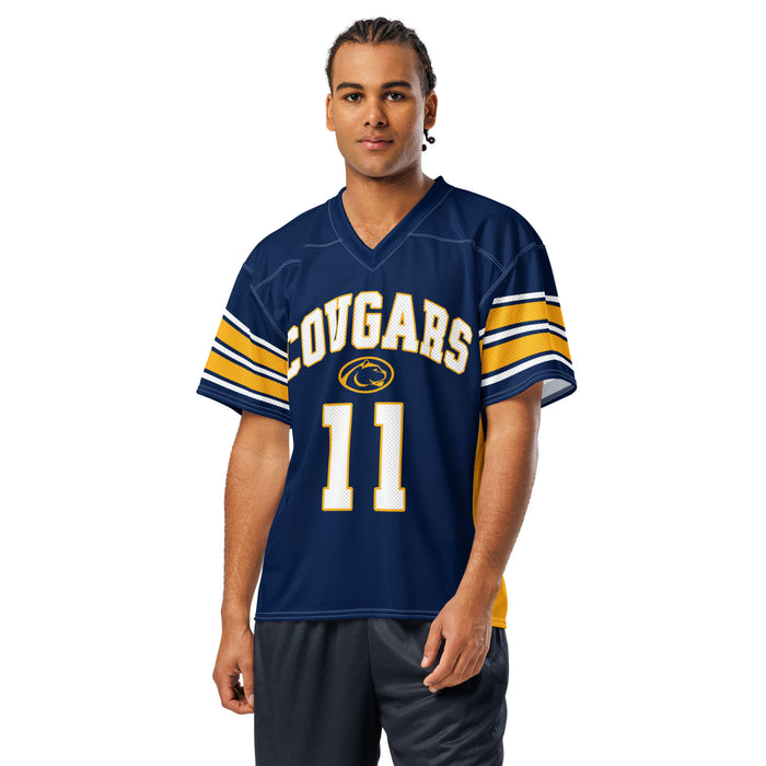 Man wearing Nimitz High School Cougars Football Jersey 11