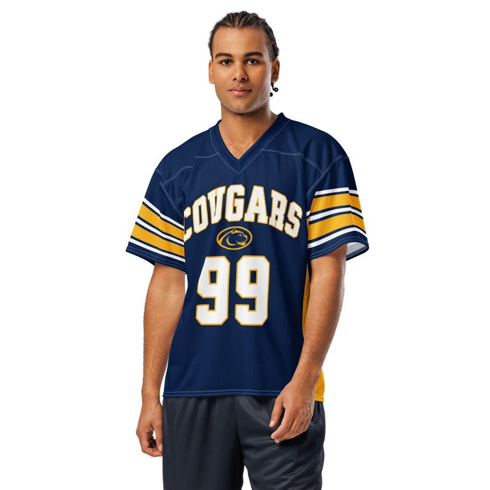 Man wearing Nimitz High School Cougars Football Jersey 99