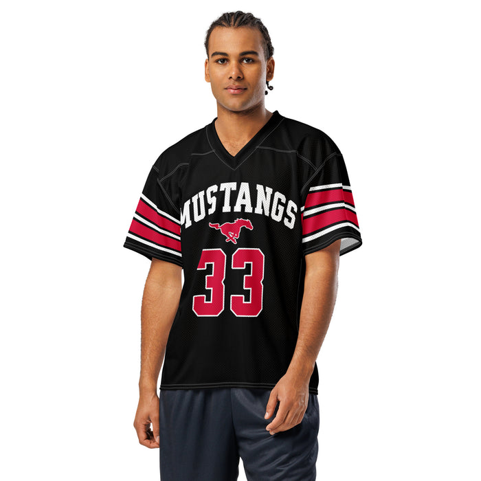 Man wearing North Shore High School Mustangs Football Jersey 33