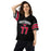 Woman wearing North Shore High School Mustangs Football Jersey 77