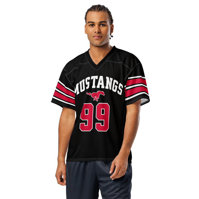 Man wearing North Shore High School Mustangs Football Jersey 99