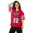 Woman wearing North Shore High School Mustangs Football Jersey 22