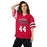Woman wearing North Shore High School Mustangs Football Jersey 44