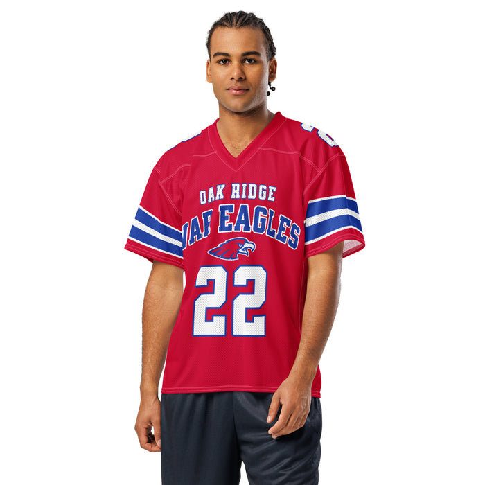 Man wearing Oak Ridge High School War Eagles Football Jersey 22