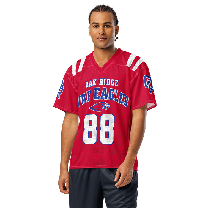 Man wearing Oak Ridge High School War Eagles Football Jersey 88