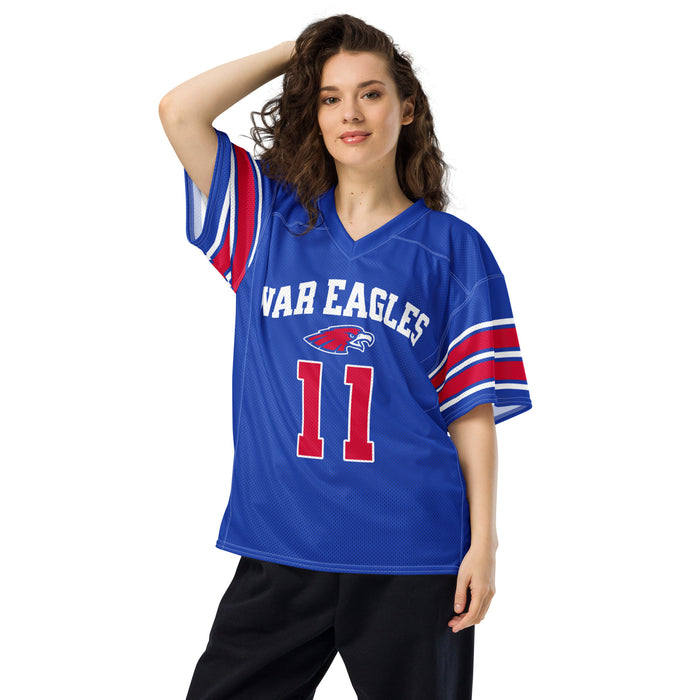Woman wearing Oak Ridge High School War Eagles Football Jersey 11