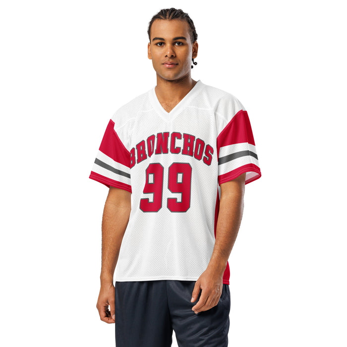 Man wearing Odessa High School Bronchos Football Jersey 99