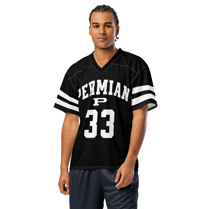 Man wearing Permian High School Panthers Football Jersey 33