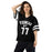 Woman wearing Permian High School Panthers Football Jersey 77