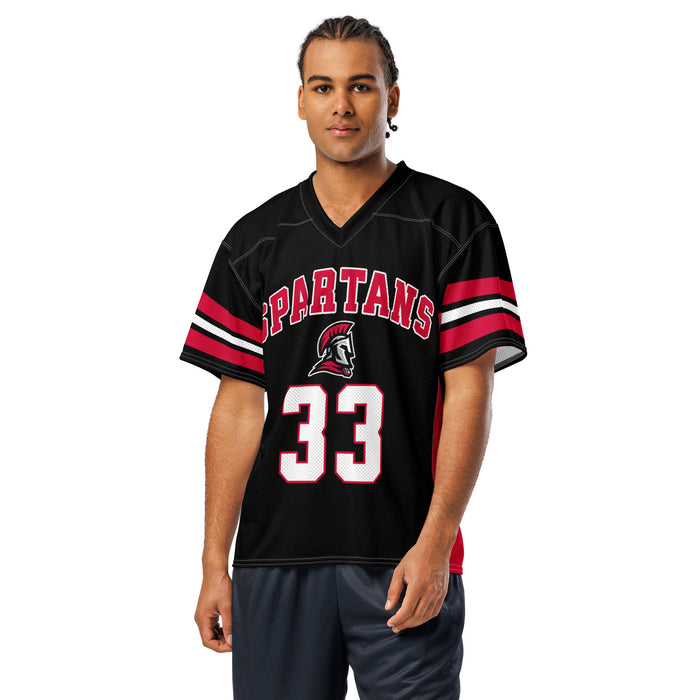 Man wearing Porter High School Spartans Football Jersey 33