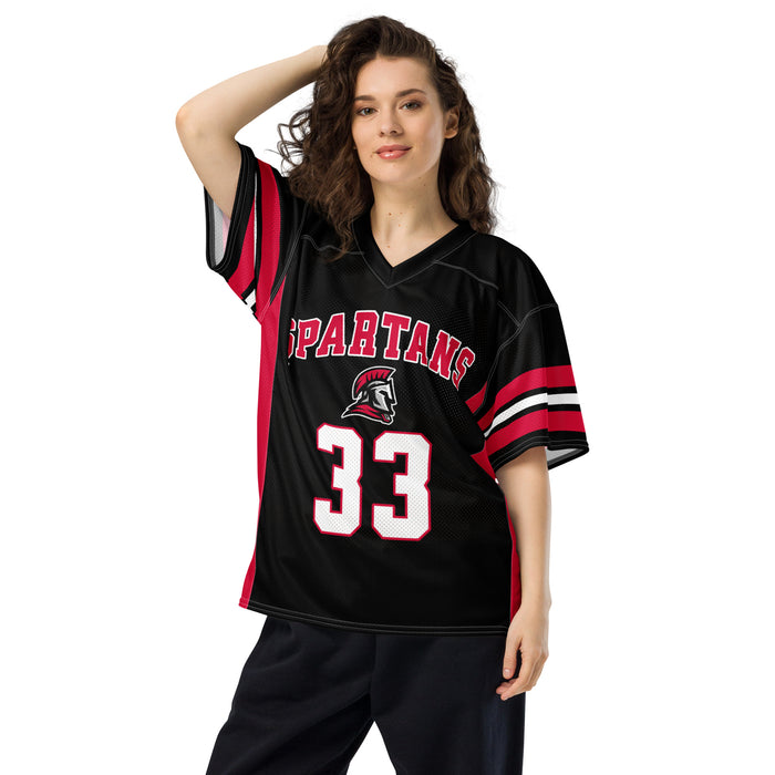 Woman wearing Porter High School Spartans Football Jersey 33