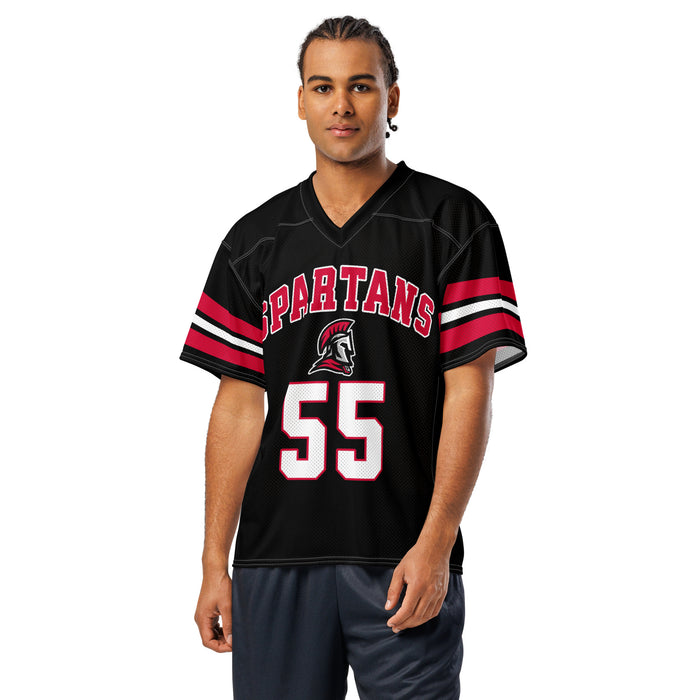 Man wearing Porter High School Spartans Football Jersey 55