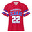 A red short-sleeve football jersey with 'SAM HOUSTON TEXANS' and the number '22' printed on the front, featuring blue and white sleeve stripes, shown on a plain white background.