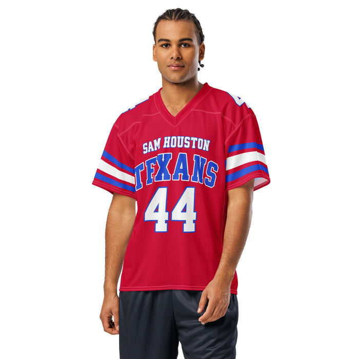 Man wearing Sam Houston High School Texans Football Jersey 44
