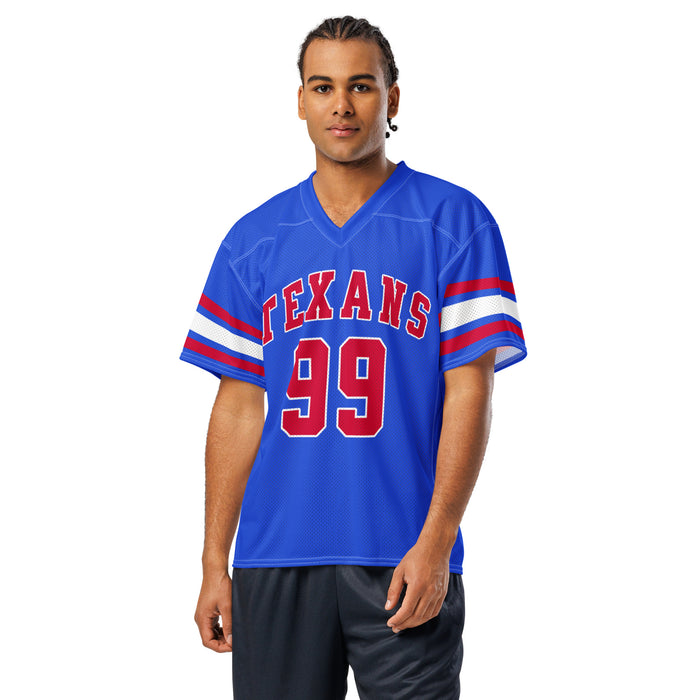 Man wearing Sam Houston High School Texans Football Jersey 99