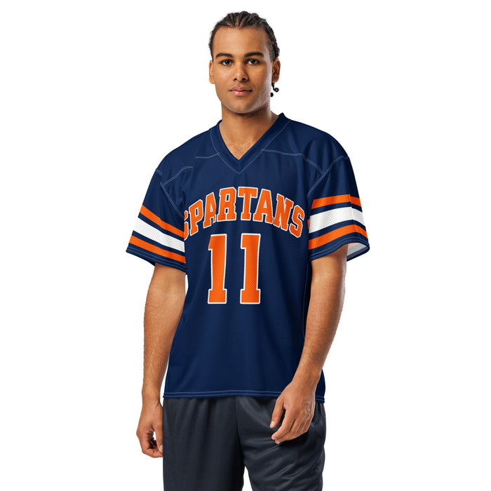 Man wearing Seven Lakes High School Spartans Football Jersey 11