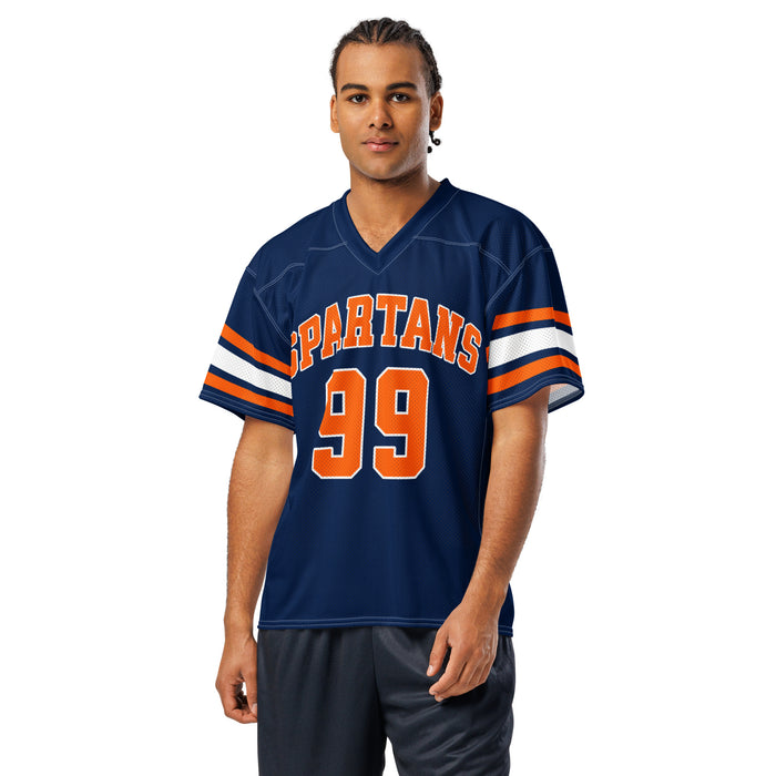Man wearing Seven Lakes High School Spartans Football Jersey 99