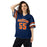 Woman wearing Seven Lakes High School Spartans Football Jersey 55