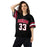 Woman wearing Tomball High School Cougars Football Jersey 33