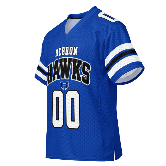 Right profile view of Hebron High School Hawks Football Jersey 00