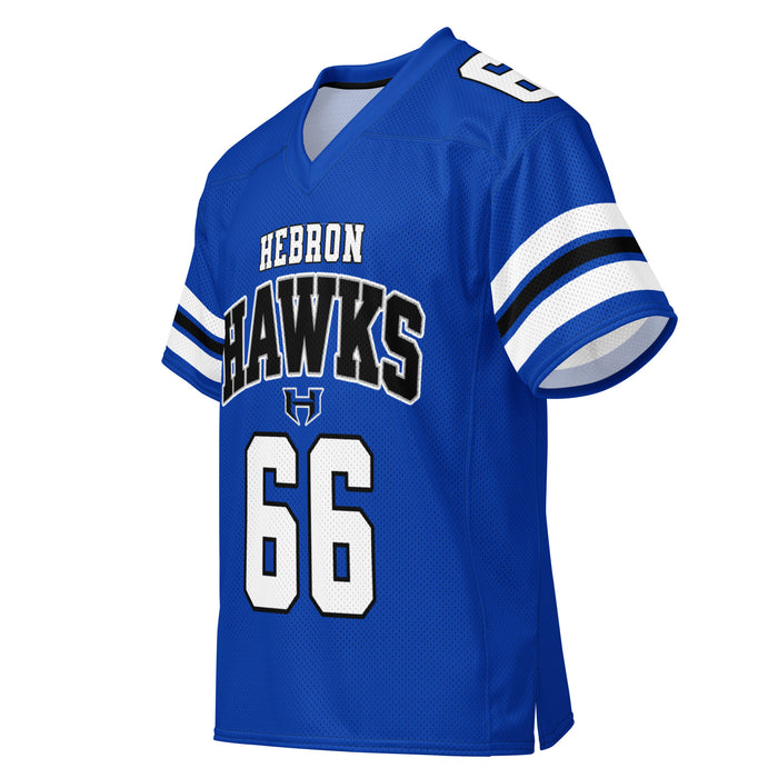 Right profile view of Hebron High School Hawks Football Jersey 66