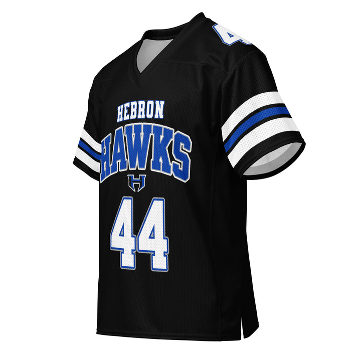 Left profile view of Hebron High School Hawks Football Jersey 44