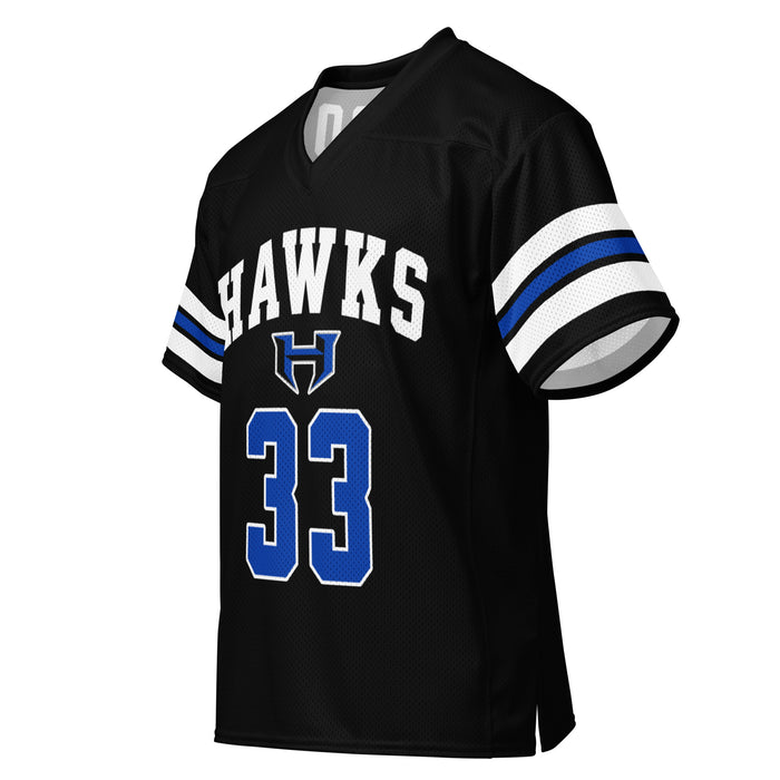 Right profile view of Hebron High School Hawks Football Jersey 33