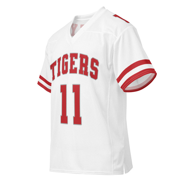 Left profile view of Katy High School Tigers Football Jersey 11
