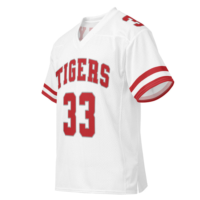 Left profile view of Katy High School Tigers Football Jersey 33