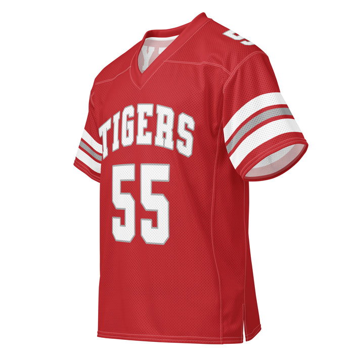 Right profile view of Katy High School Tigers Football Jersey 55