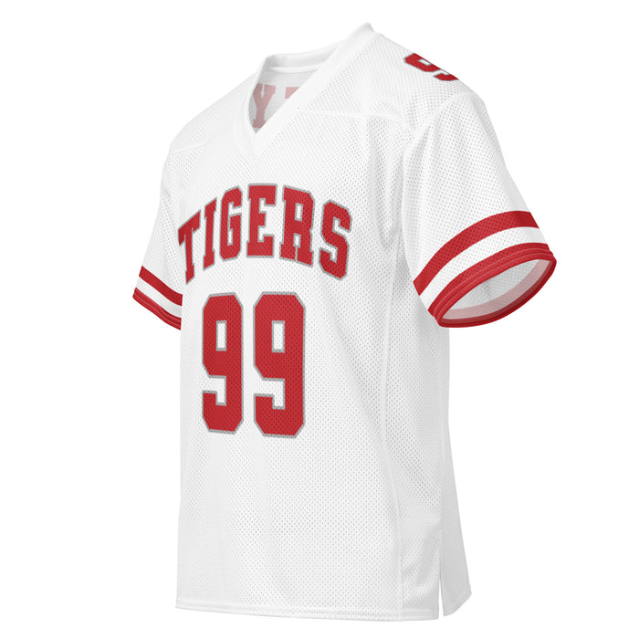 Left profile view of Katy High School Tigers Football Jersey 99