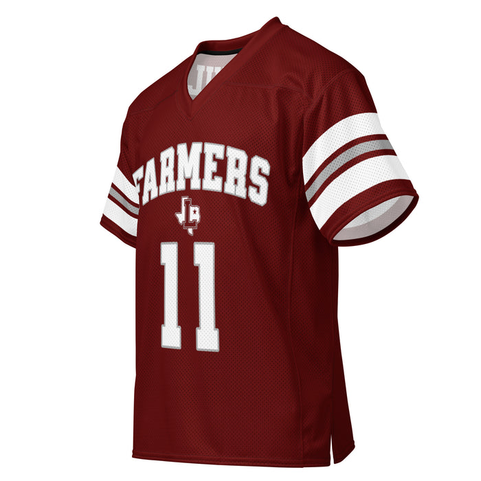 Front left profile view of Lewisville High School Farmers Football Jersey 11