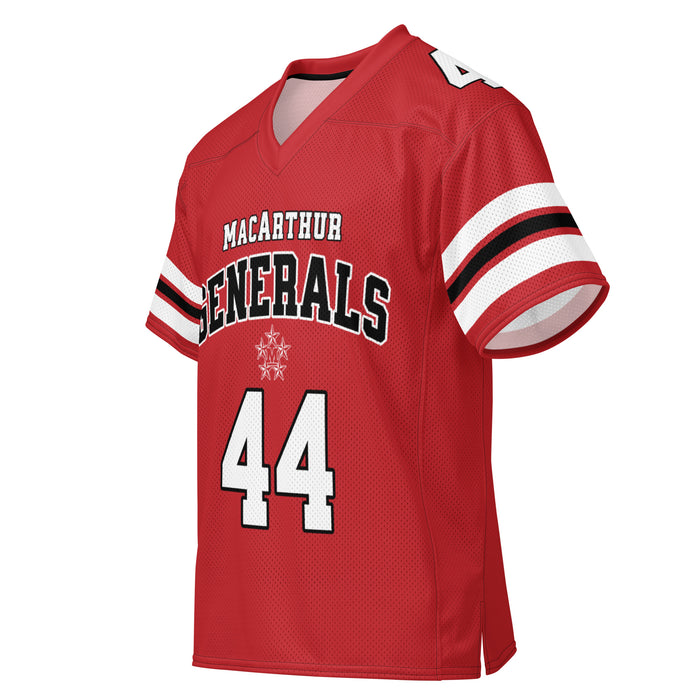 Right profile view of MacArthur High School Generals Football Jersey 44