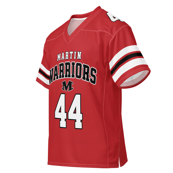 Left front profile view of Martin High School Warriors Football Jersey 44