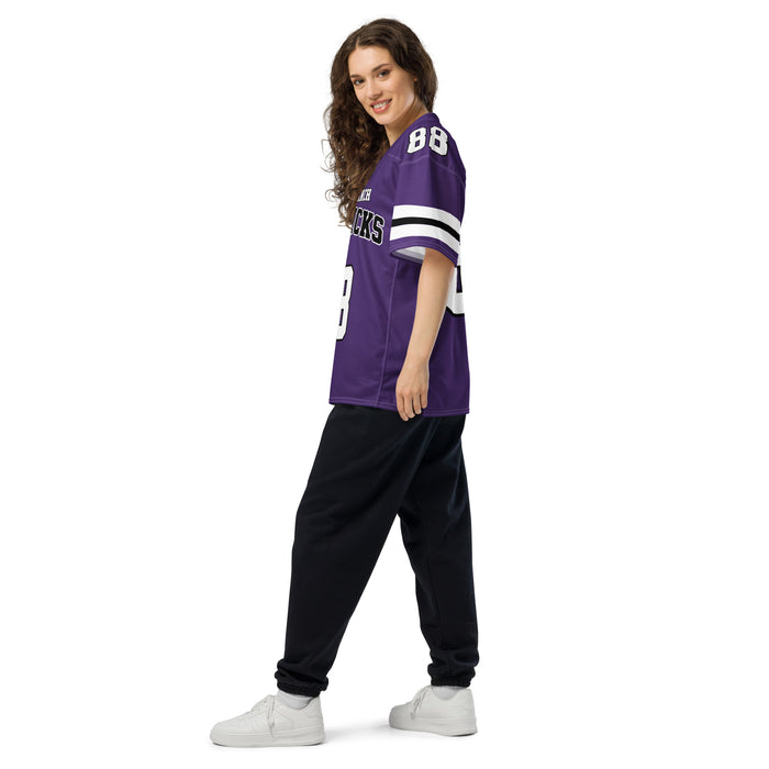Side view of Morton Ranch High School Mavericks Football Jersey 88