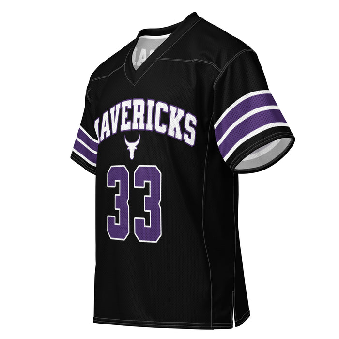 Profile view of Morton Ranch High School Mavericks Football Jersey 33