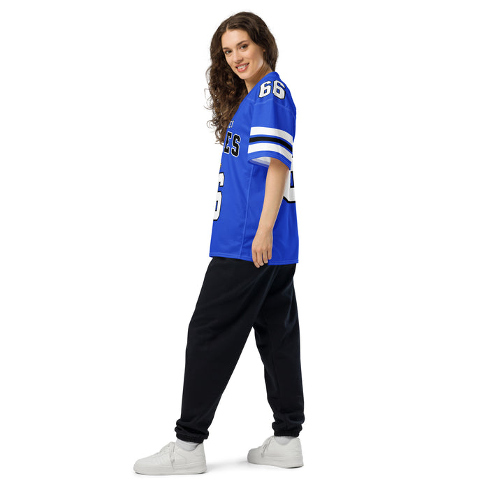 Side view of New Caney High School Eagles Football Jersey 66