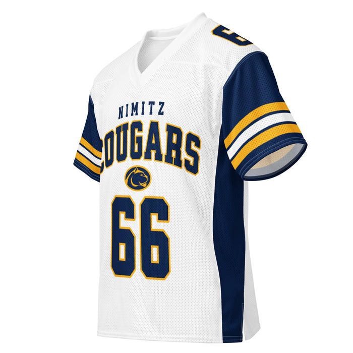 Side view of Nimitz High School Cougars Football Jersey 66