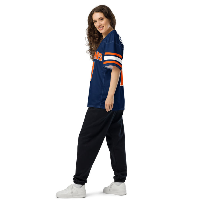 Side view of Seven Lakes High School Spartans Football Jersey 77