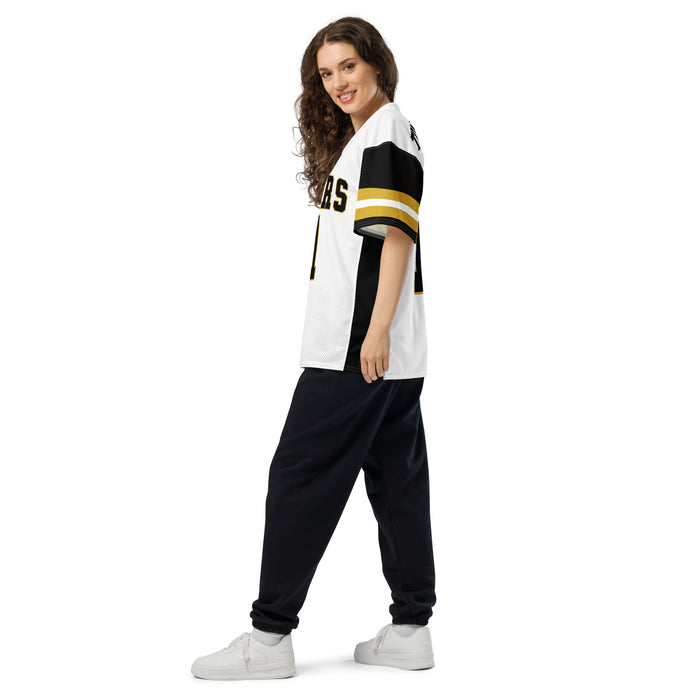 Side view of woman wearing Tomball West High School Tigers Football Jersey 11