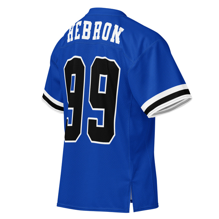 Back profile view of Hebron High School Hawks Football Jersey 99