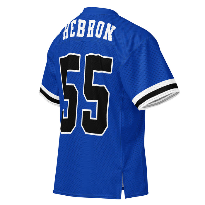 Back profile view of Hebron High School Hawks Football Jersey 55