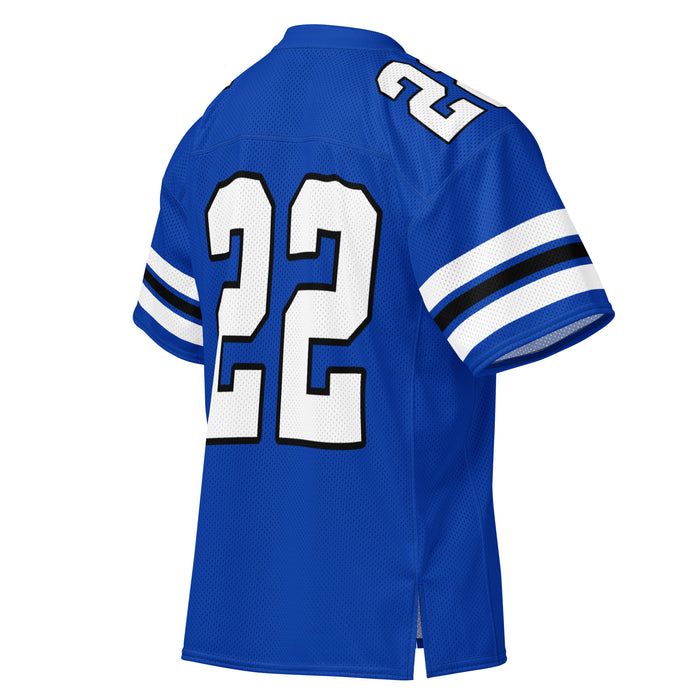 Back profile view of Hebron High School Hawks Football Jersey 22