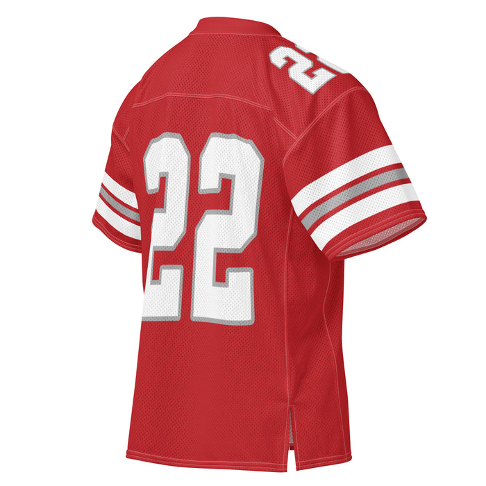 Back profile view of Katy High School Tigers Football Jersey 22