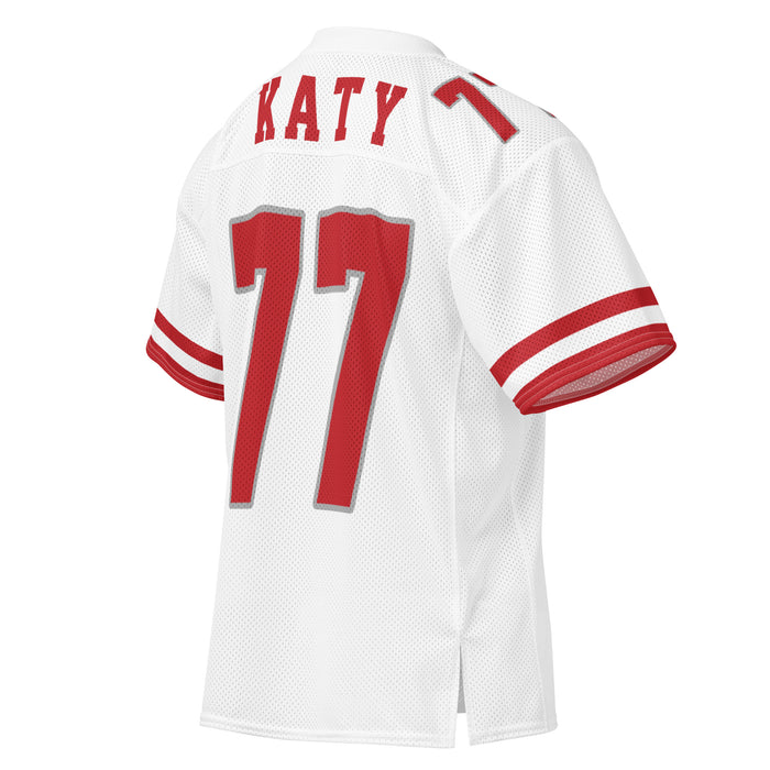 Back profile view of Katy High School Tigers Football Jersey 77