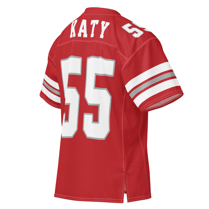Back profile view of Katy High School Tigers Football Jersey 55