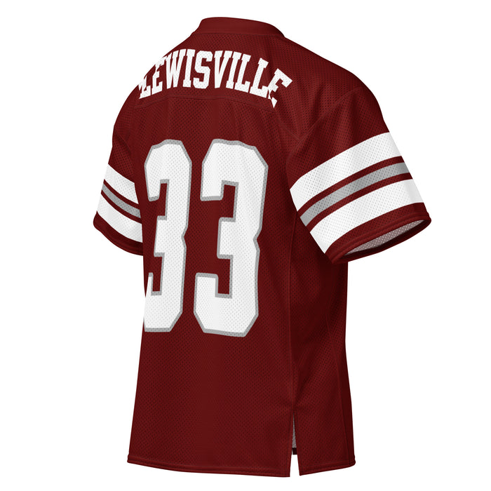 Back profile view of Lewisville High School Farmers Football Jersey 33
