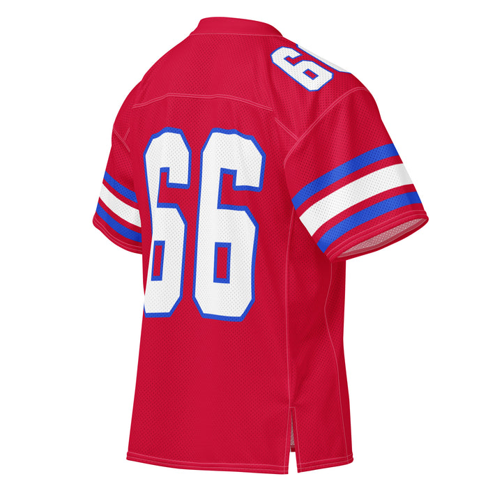 Back profile view of Sam Houston High School Texans Football Jersey 66